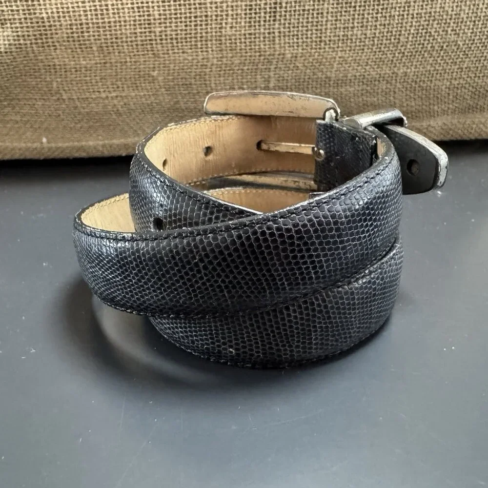 Brighton Gray‎ Leather Snakeskin Western Belt Metal Distressed Buckle M Grunge